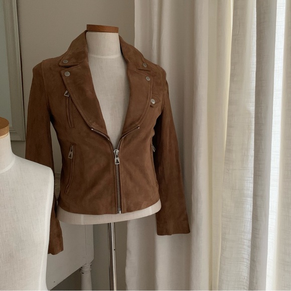 Eleven Paris Genuine Leather Suede Camel Jacket - Picture 3 of 8